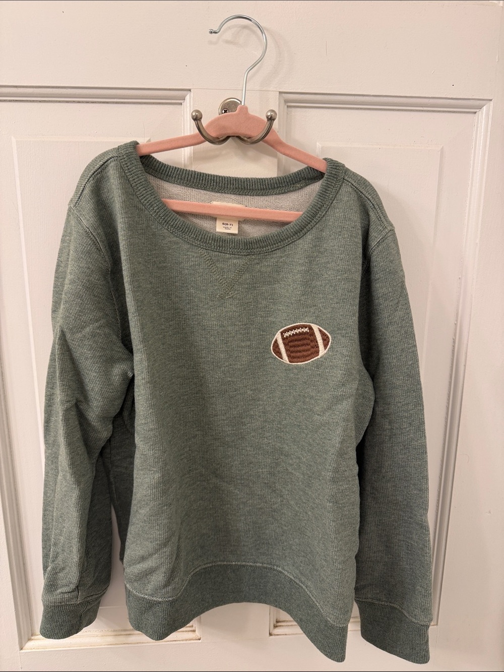 Crewcuts Sage Green Crewneck Sweatshirt with Football Patch